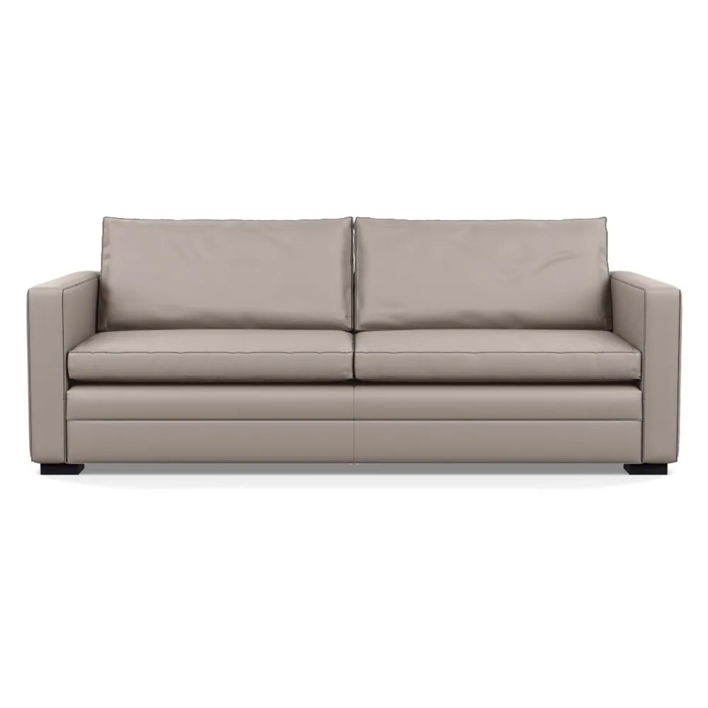 Heal's Palermo 4 Seater Sofa Leather Grain Light Grey 060 Black Feet 1