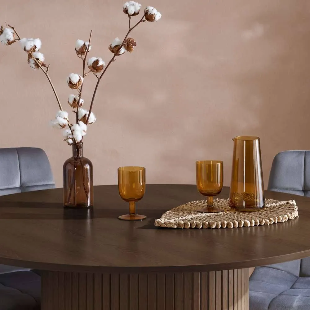 Birlea Axel Round Fluted Dining Table in Brown 2