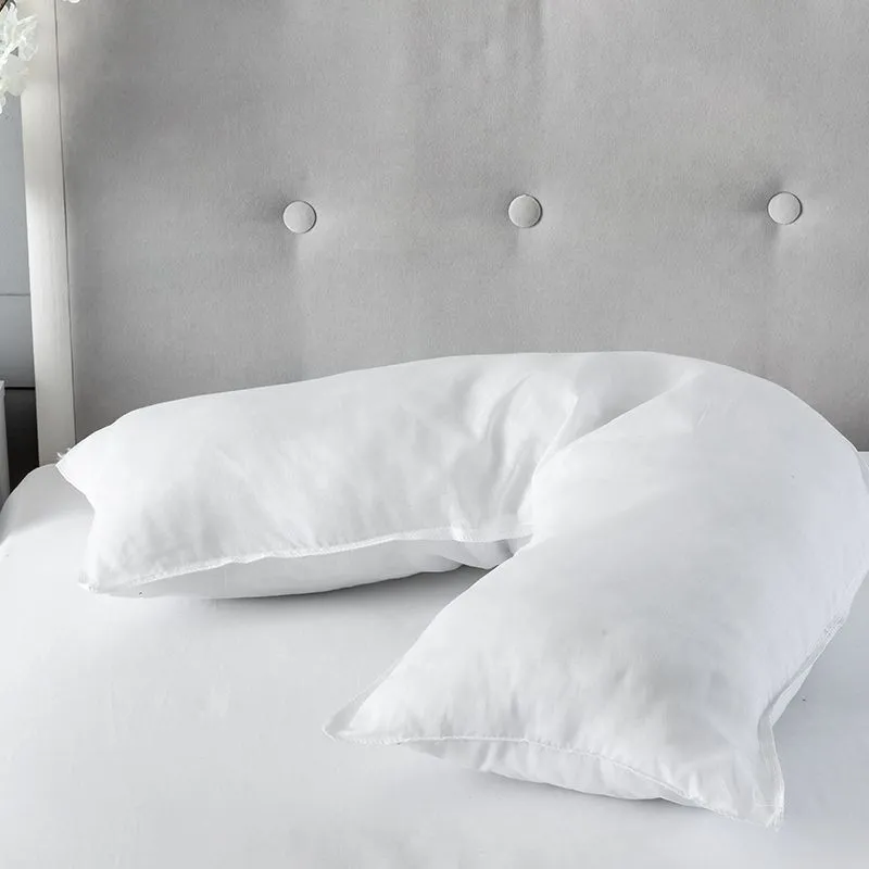 Snug City V Shape Support Pillow Pair, Microfibre Soft Touch Cover & Hollowfibre Filling in White
