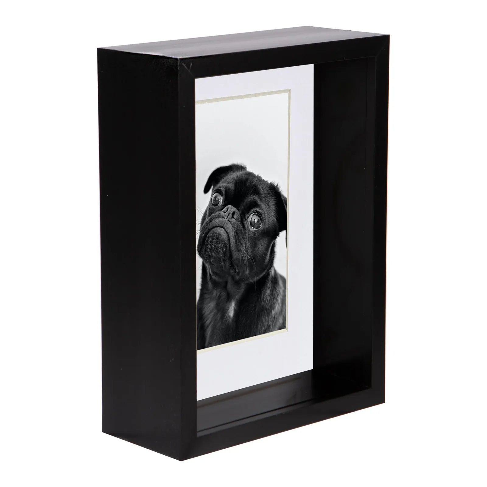 Nicola Spring 5" x 7" 3D Deep Box Photo Frame - 4" x 6" Mount - Black in White