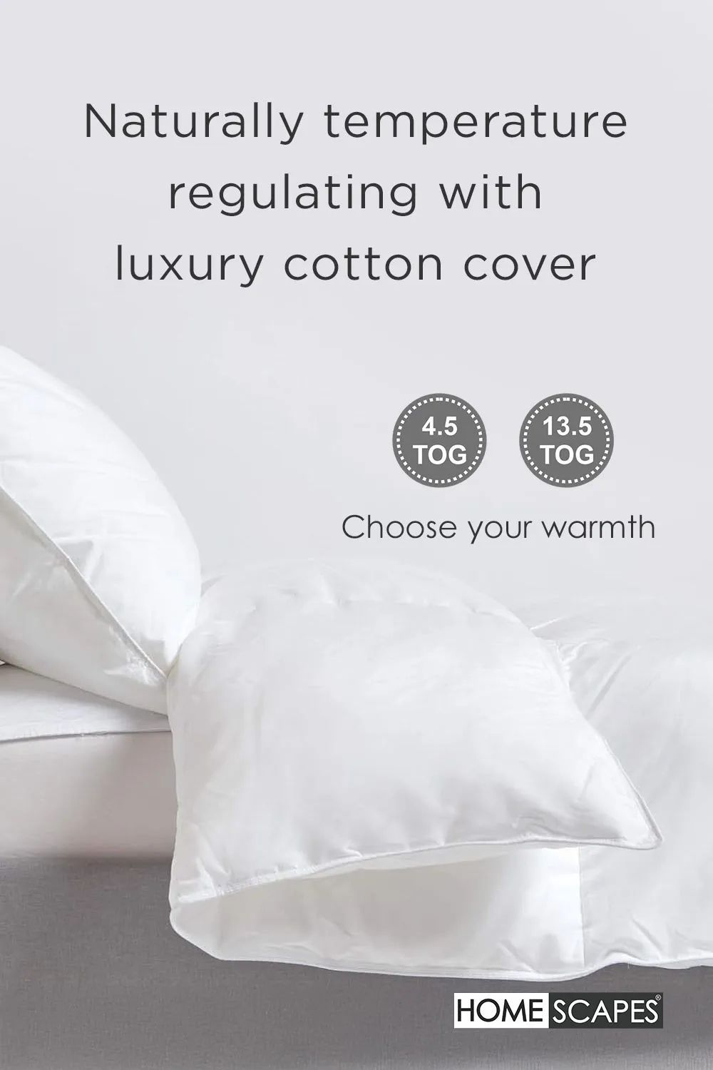 Homescapes Indulgent Pure Mulberry Silk Blend 4.5 Tog Spring/Summer Duvet in White 4
