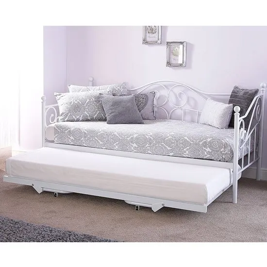 Madison Metal Single Day Bed With Guest Bed In White