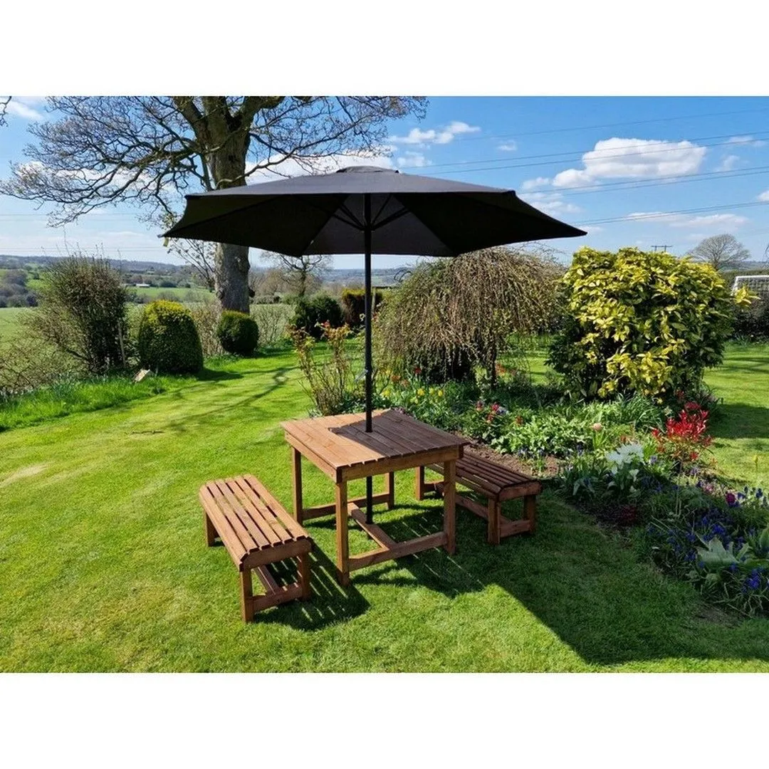 Churnet Valley Garden Furniture Ltd Contemporary 4 Seater Table & Bench Set - Timber - Fully Assembled in Brown 5