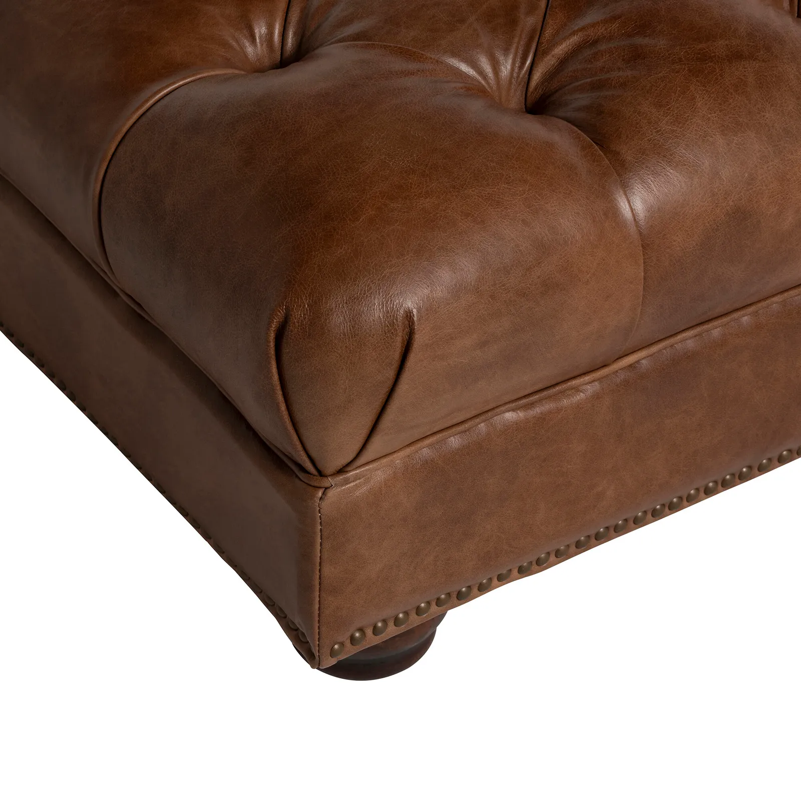 Taunton Footstool, Brown Leather | Barker & Stonehouse 3