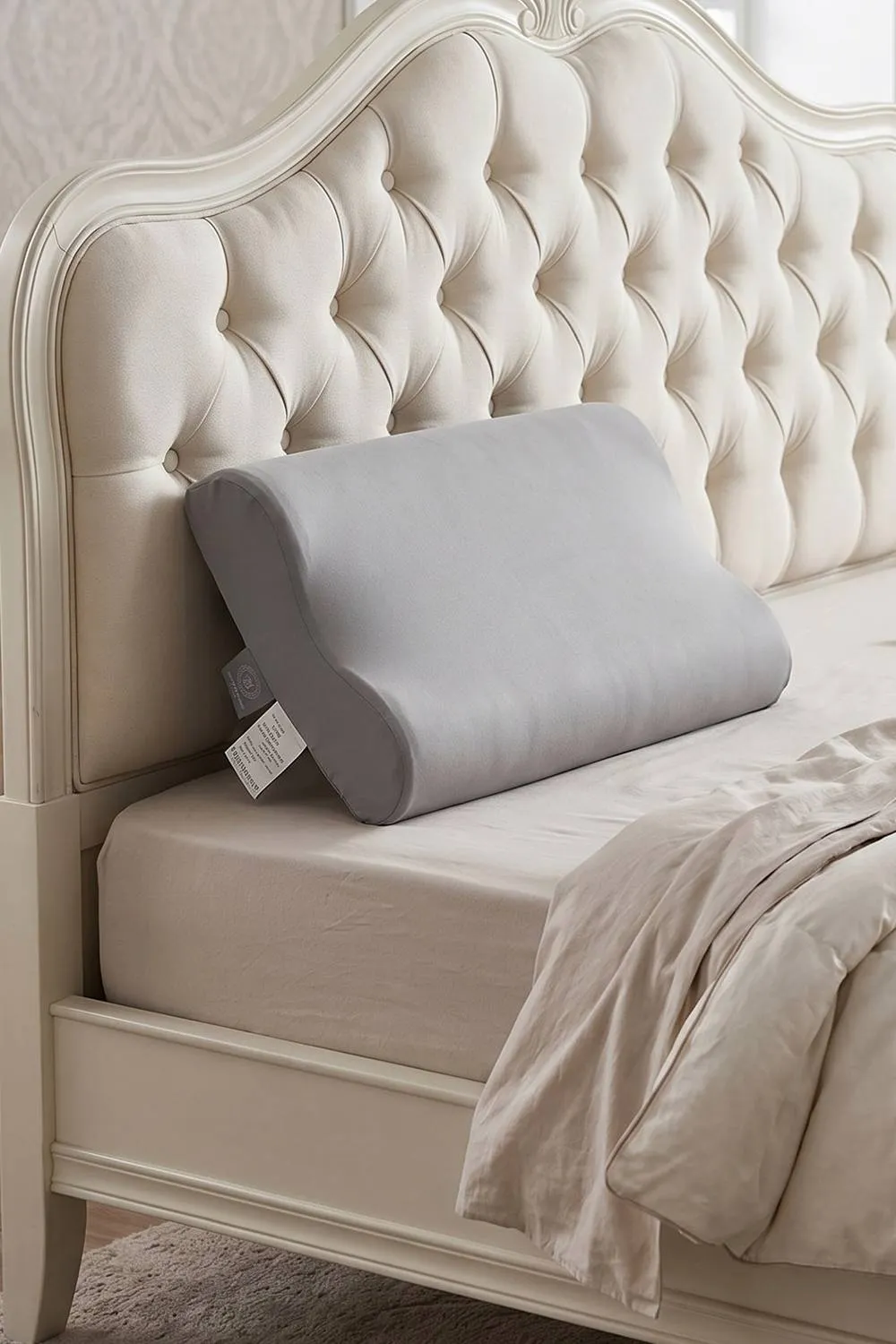 Living and Home Cooling Memory Foam Pillow with Removable Cover in Grey