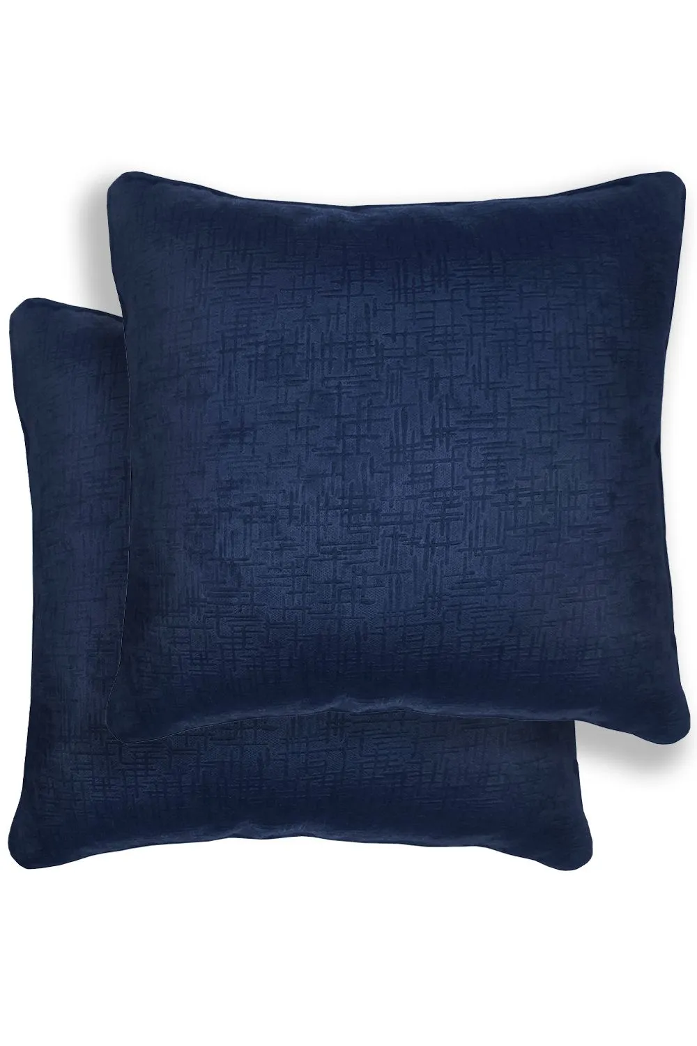 Enhanced Living Pair of Vogue Textured Double Sided Zip Opening Piped Edge Cushion Covers - 43x43cm - Cases Only in Navy