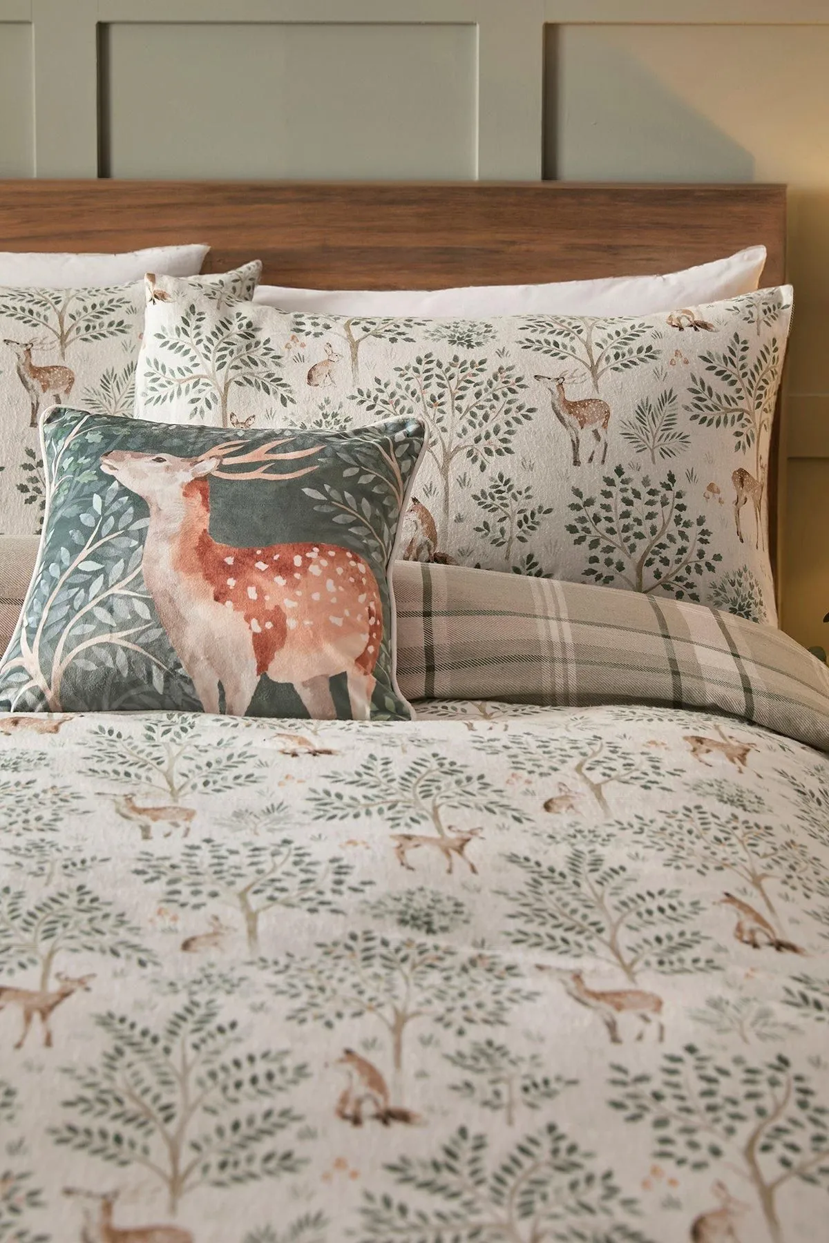 Dreams & Drapes 'Forest Animals' 100% Brushed Cotton Duvet Cover Set in Natural 2