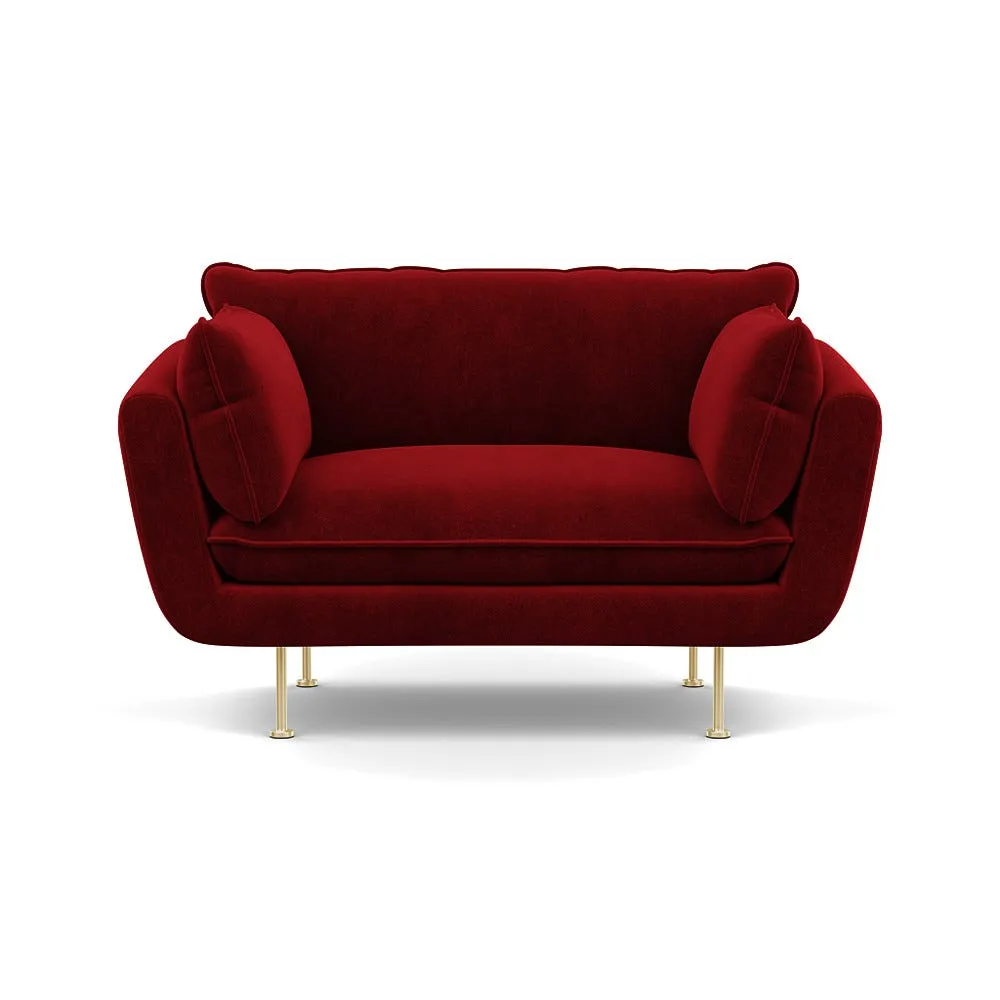 Heal's Allora Loveseat Smart Luxe Velvet Mulberry Brass Feet 1