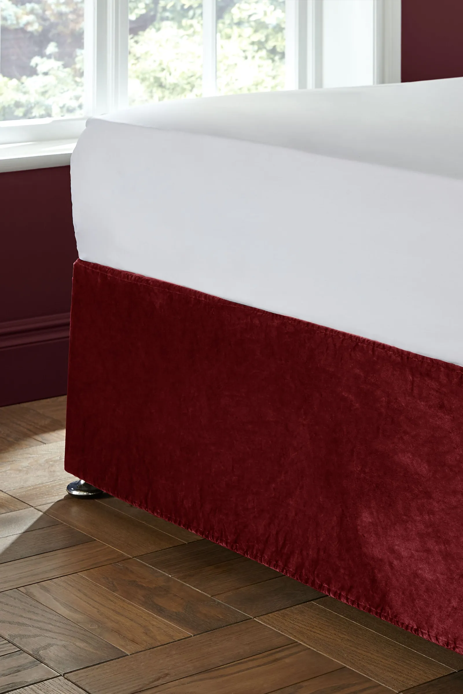 Catherine Lansfield 'Kingsley Matt Velvet' Elasticated Divan Base Wrap in Raspberry 4