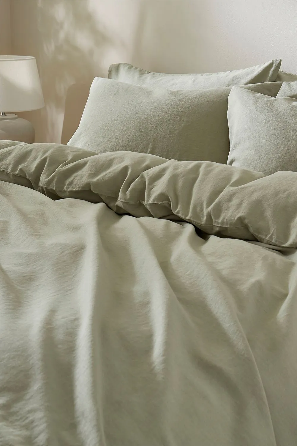 Martex Touch of Linen Duvet Cover Set (Includes 2 Pillowcases 1 For Single) in Pale Green 5