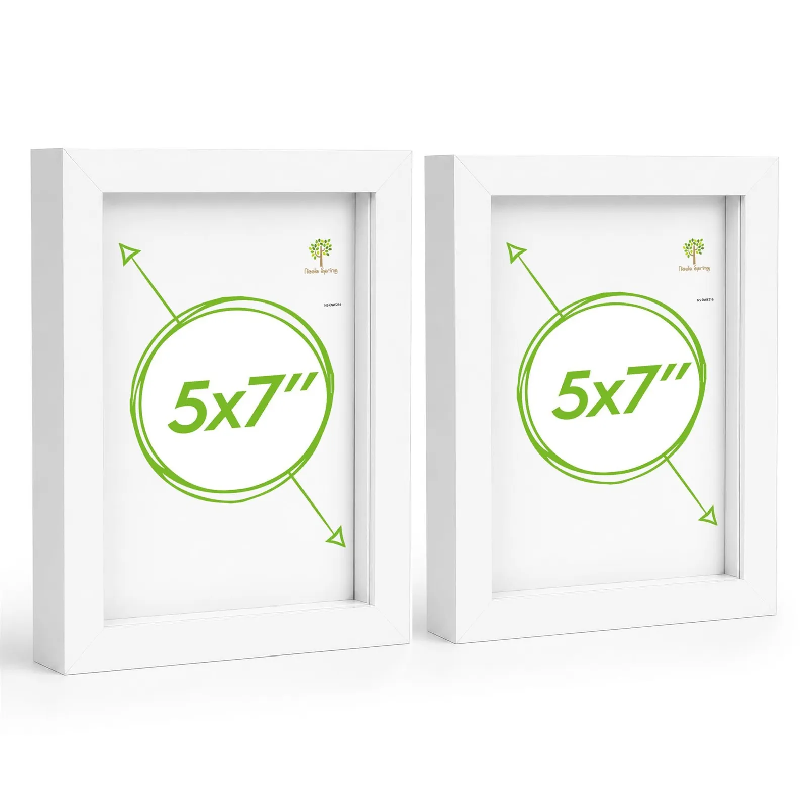 Nicola Spring 3D Box Photo Frames - 5" x 7" - White - Pack of 2