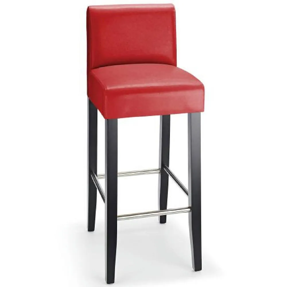 netfurniture Stenory Red Padded Kitchen Breakfast Bar Stool Wooden Frame & Legs 3