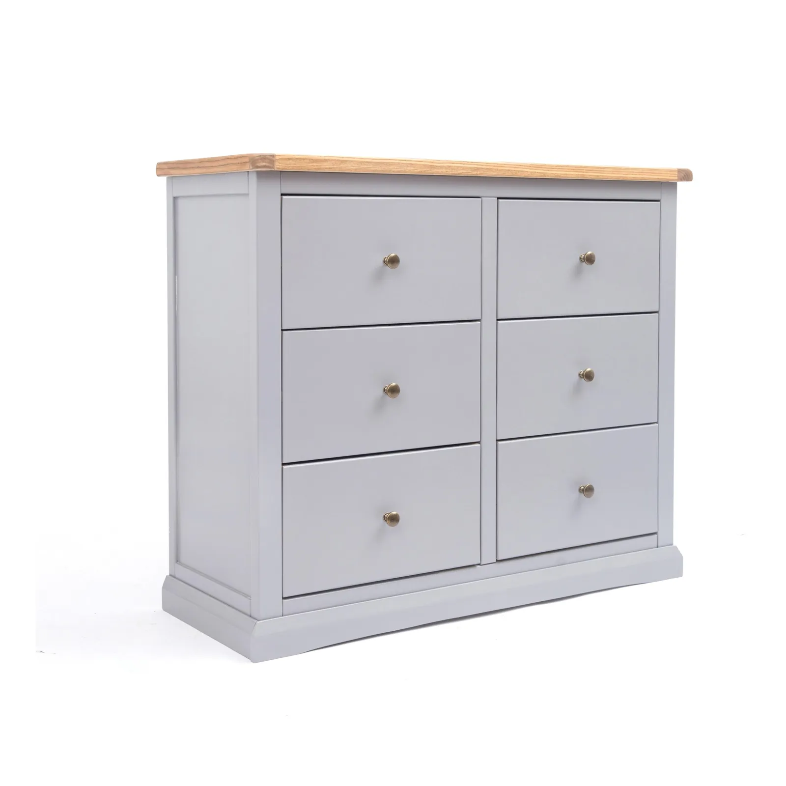 Cabinet Bits Rocca 6 Drawer Chest of Drawers Brass Knob in Grey 2