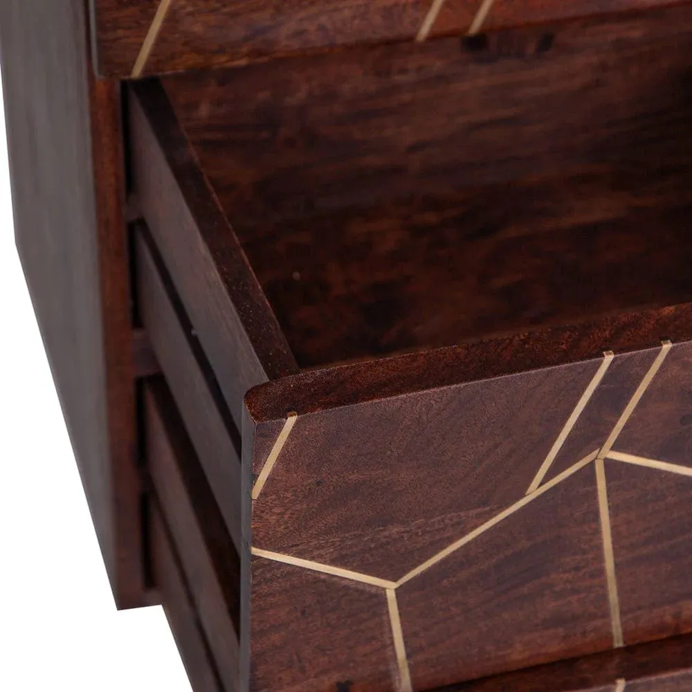 IH Design Jusleen Solid Mango Wood Tall Chest Of Drawers in Brown 4