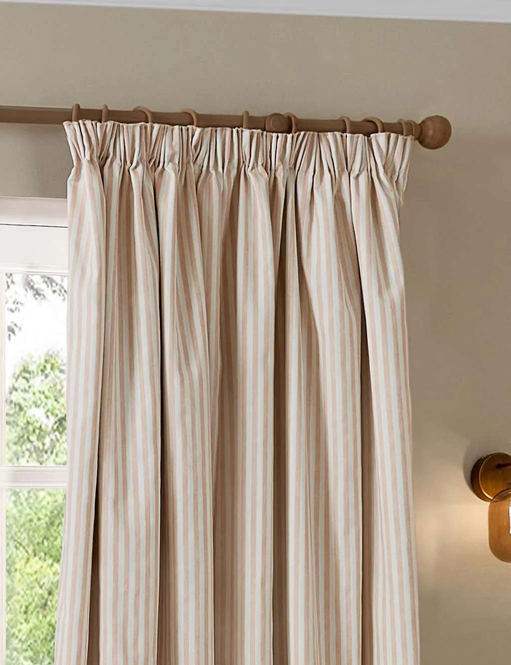 YARD Hebden Striped Pencil Pleat Curtains Pink Mix