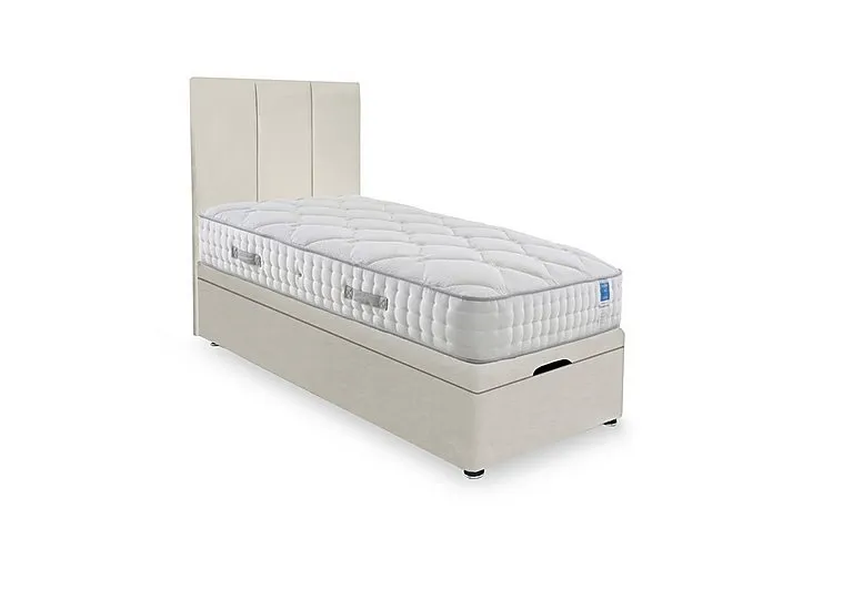 Memory Luxe End Lift Ottoman Divan Set - Small Single - Plush Ecru