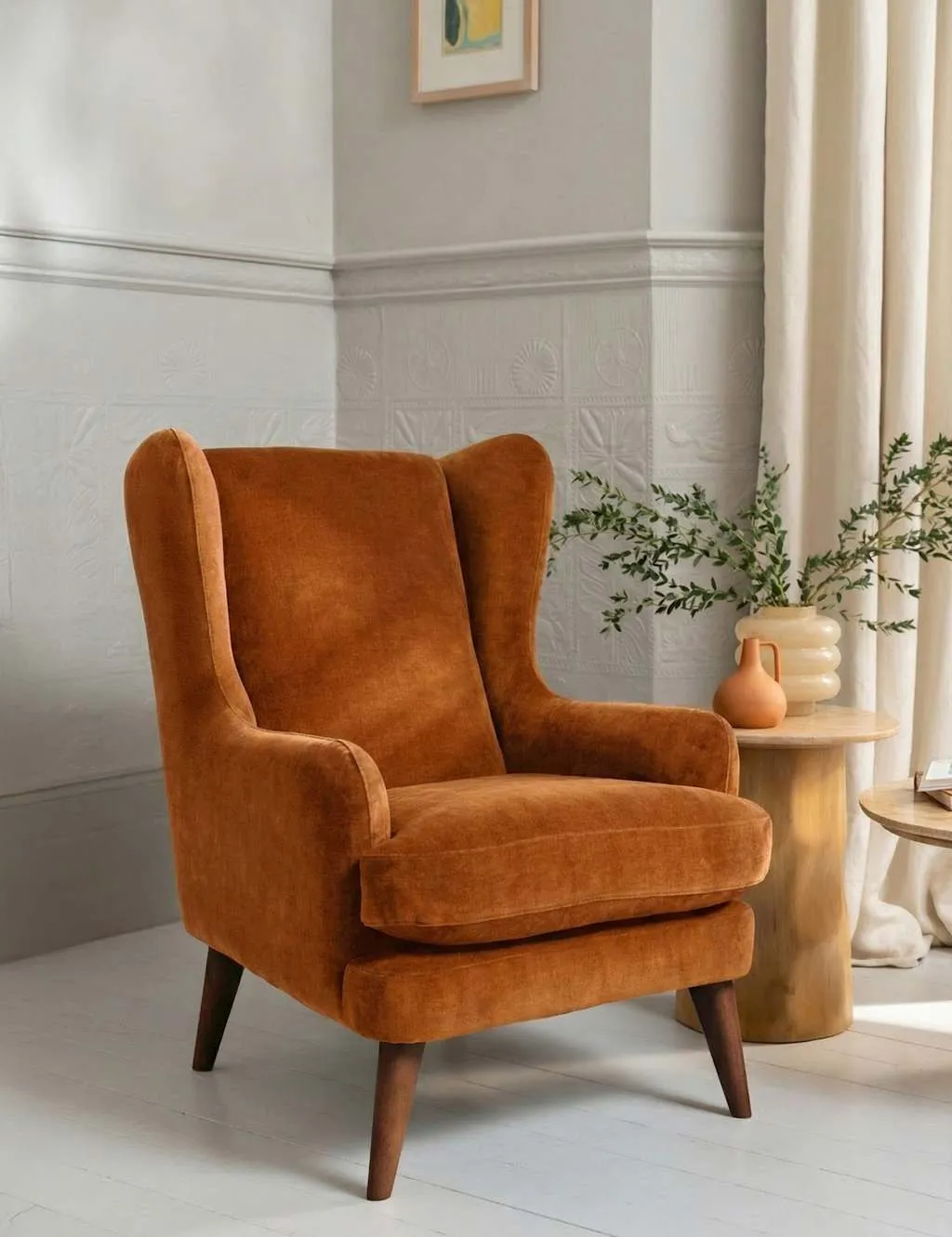 BARKER AND STONEHOUSE Sven Chenille Armchair Dark Orange