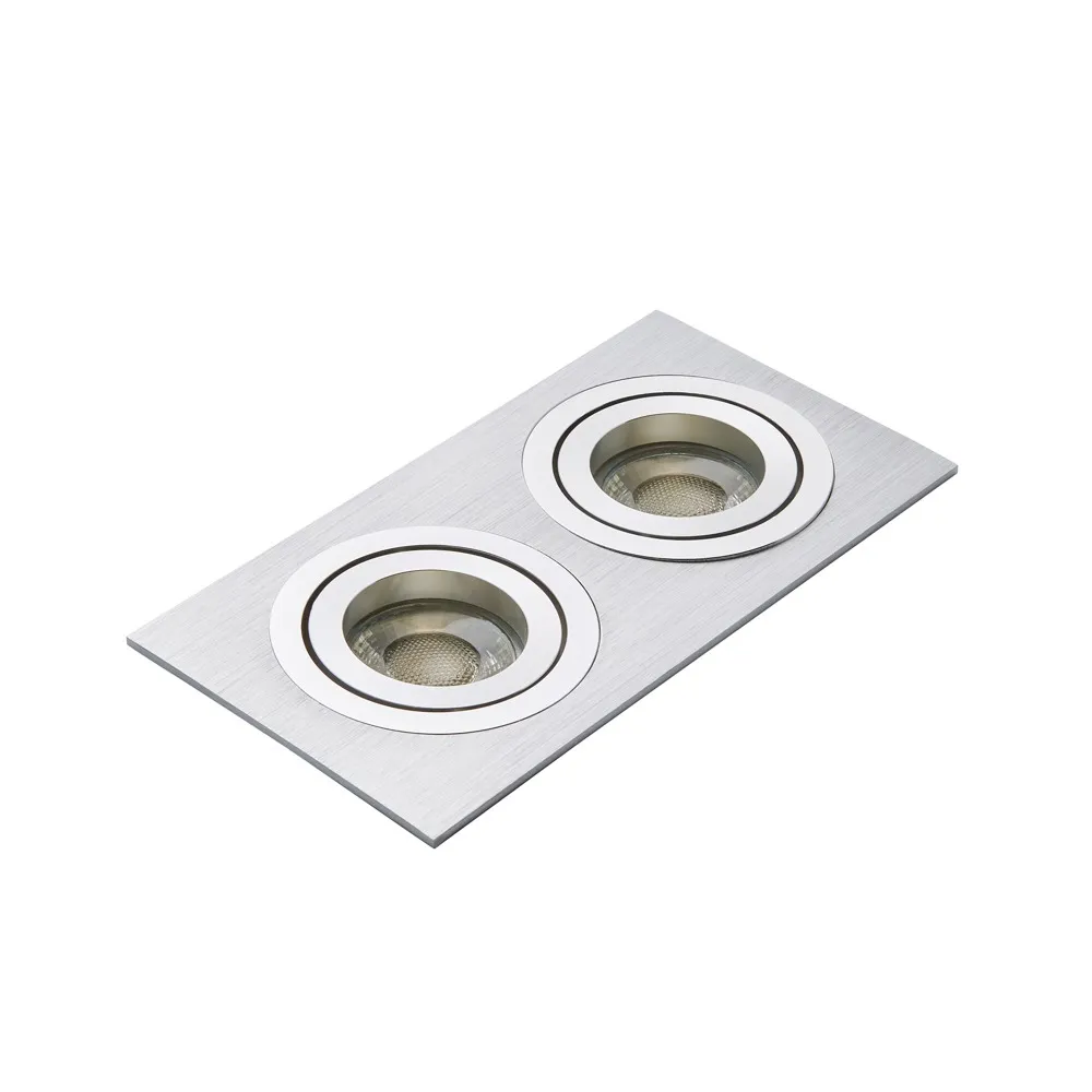 Faina Adjustable Double Squared Recessed Downlight, Silver 1