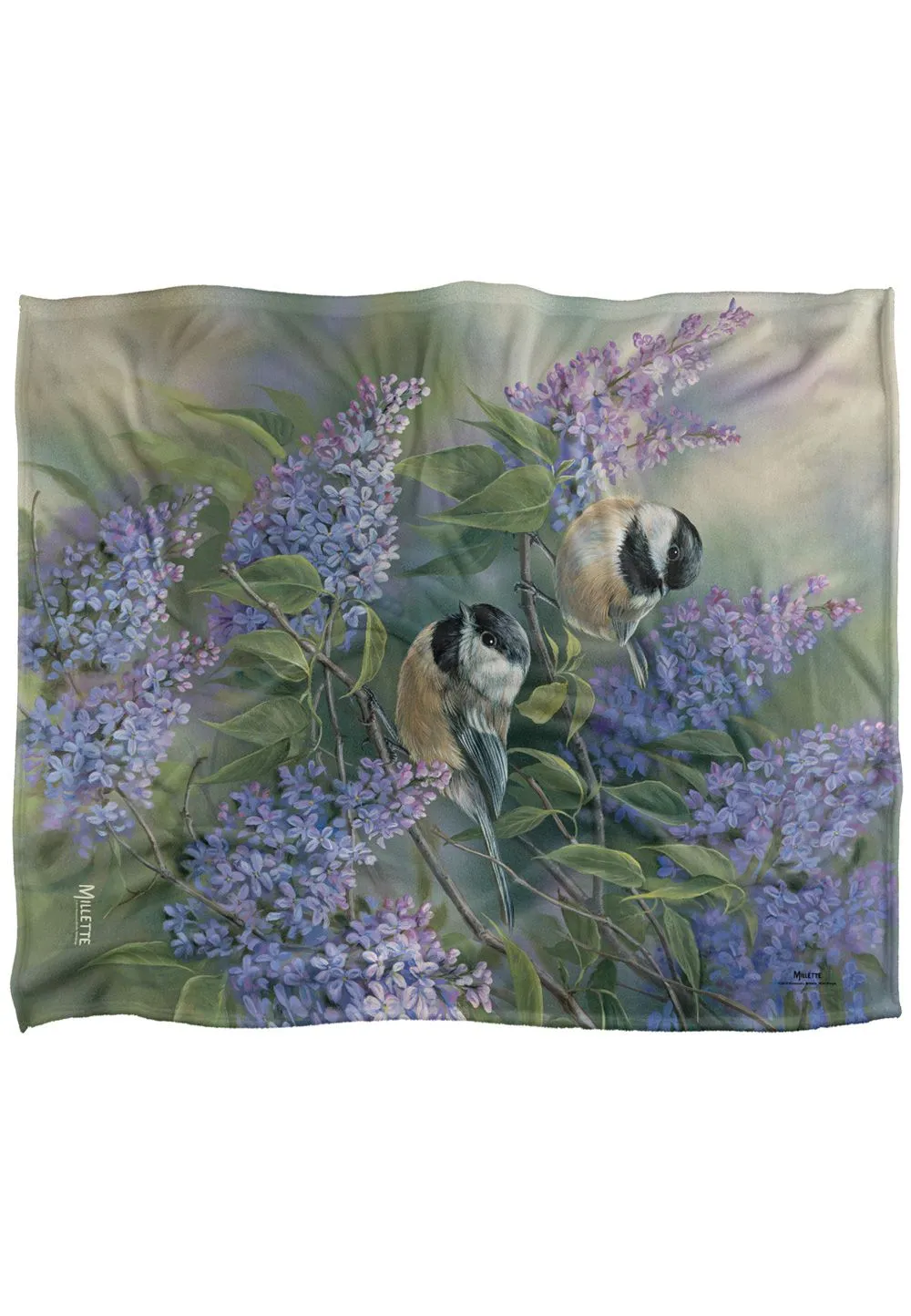 Wild Wings Chickadees Silky Touch Super Soft Throw Blanket 152 X 127 cm in White