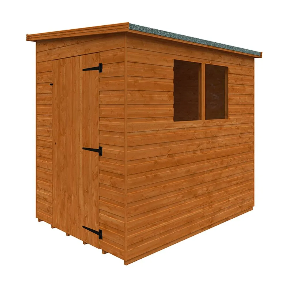 Buttercup Farm 7 x 5 Feet Lean-To Pent 12mm Shed - Solid Wood/Softwood/Pine in Burnt Orange