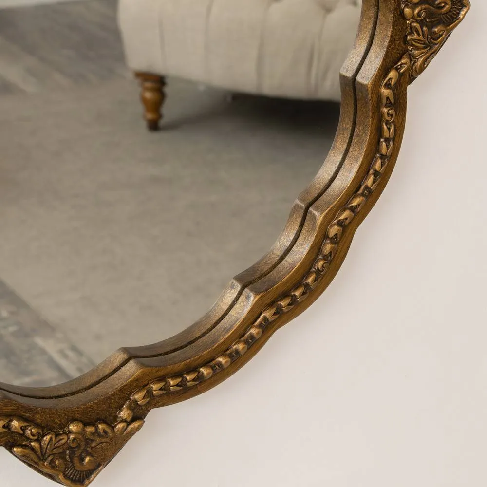 Melody Maison Ornate Antique Gold Round Wall Mirror - 50cm X 50cm 3