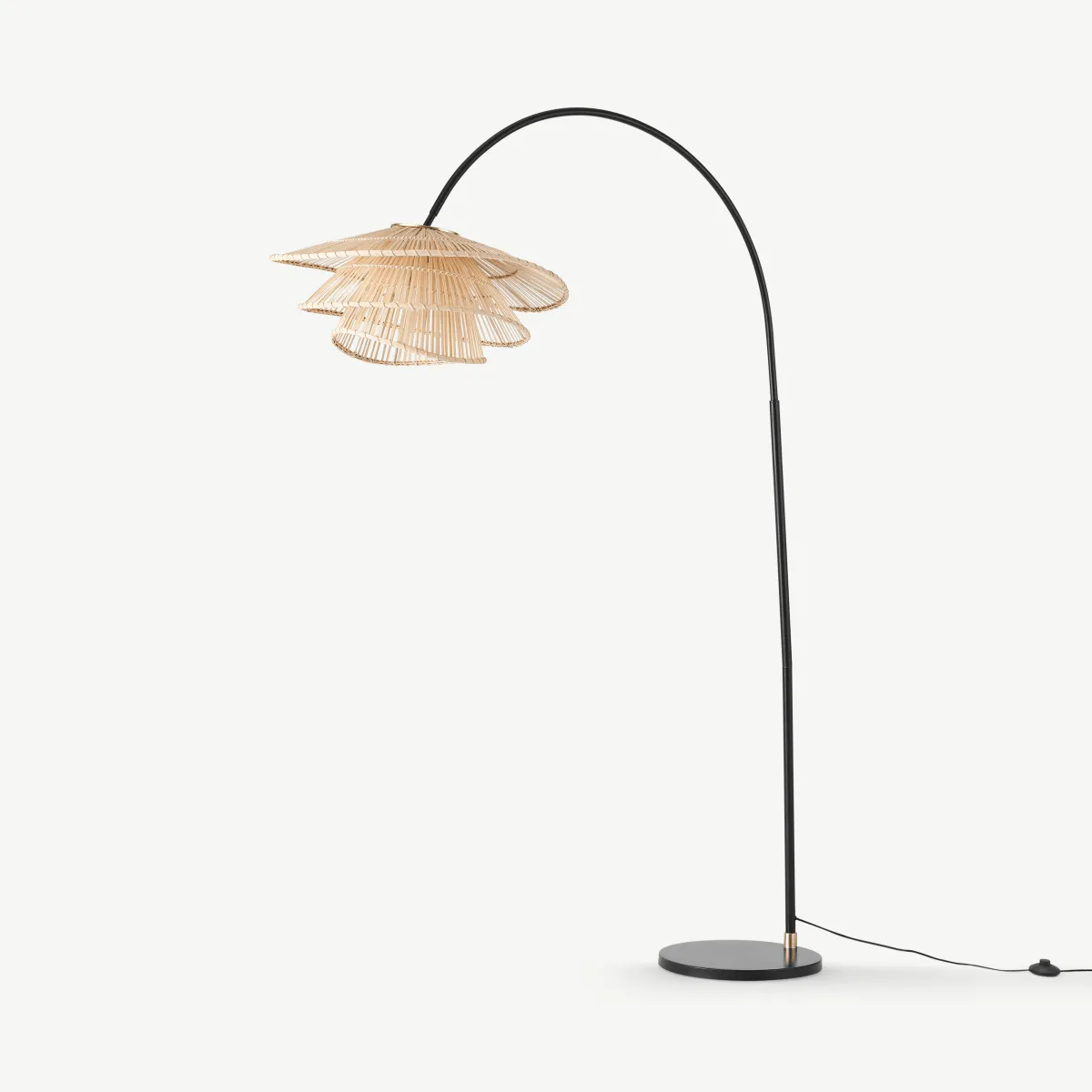Weaver Arc Overreach Floor Lamp, Natural Bamboo