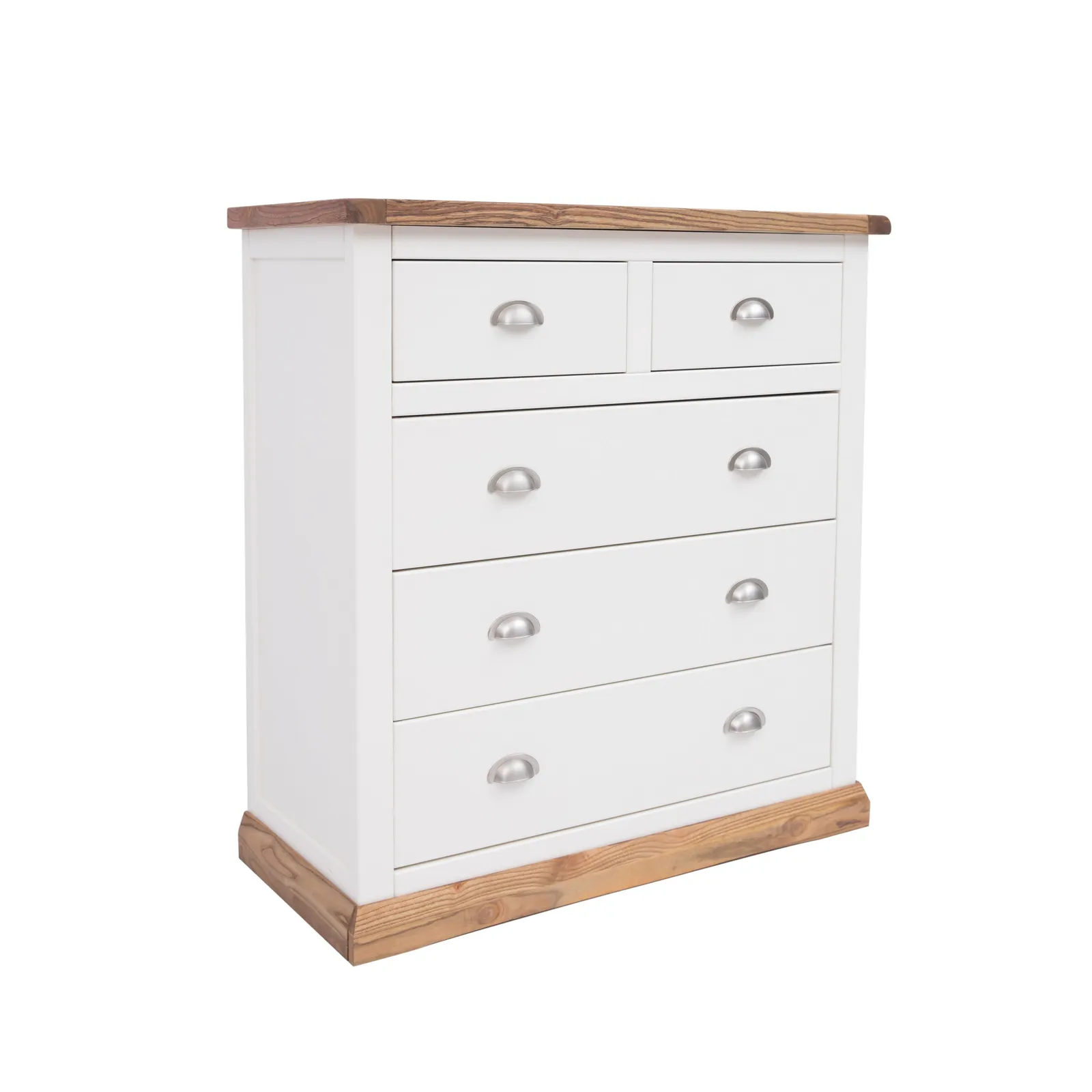Cabinet Bits Tropea 5 Drawer Chest of Drawers Chrome Cup Handle in Off-White 2