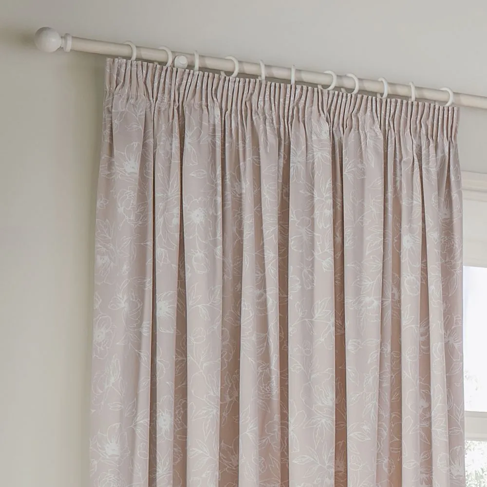Wylder Bella Floral 100% Cotton Pencil Pleat Curtain Pair in Natural 3