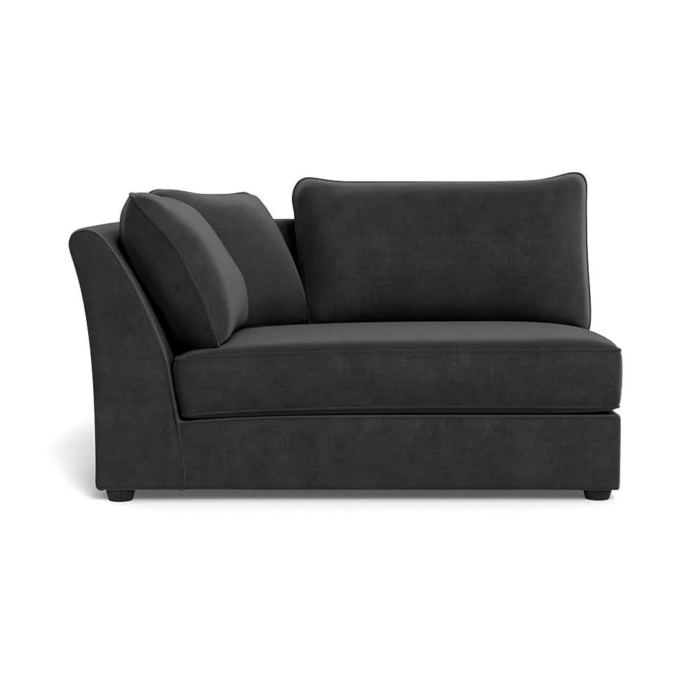 Heal's Tailor Large Curved Left Hand Facing Corner Unit Smart Luxe Velvet Nickel Black Feet