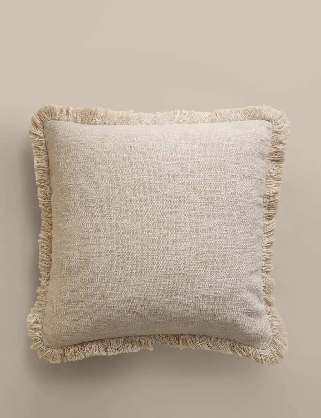M&S Textured Fringe Cushion Cover Ecru