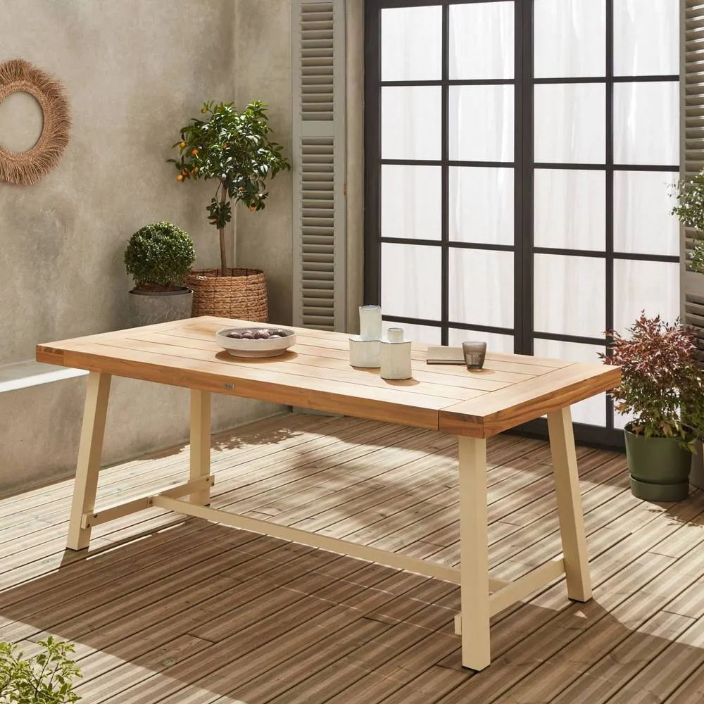 sweeek Acacia wood & steel table, indoor/outdoor in Light Brown 4