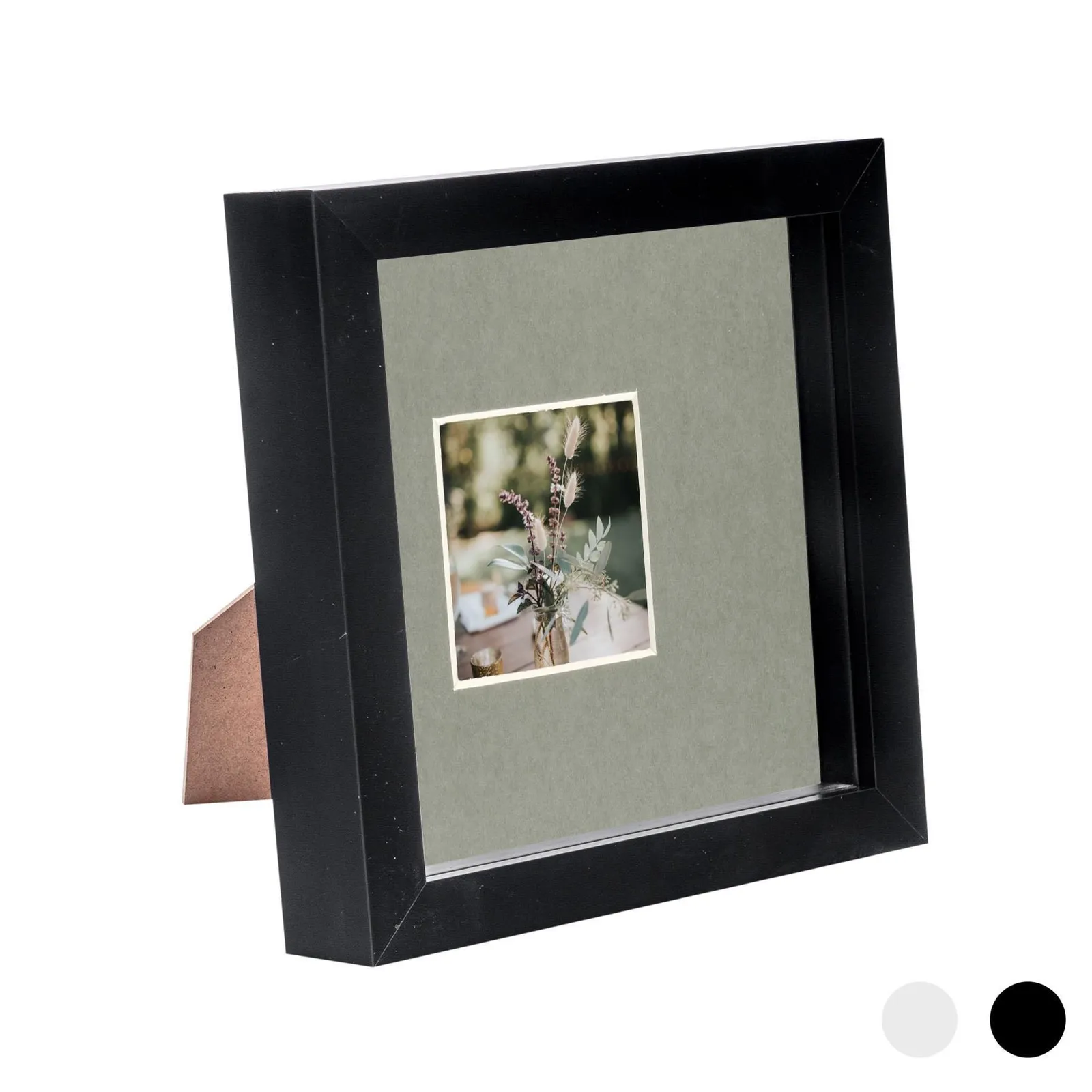 Nicola Spring 3D Box Photo Frame - 6 x 6" with 2 x 2" Mount - Black Mount