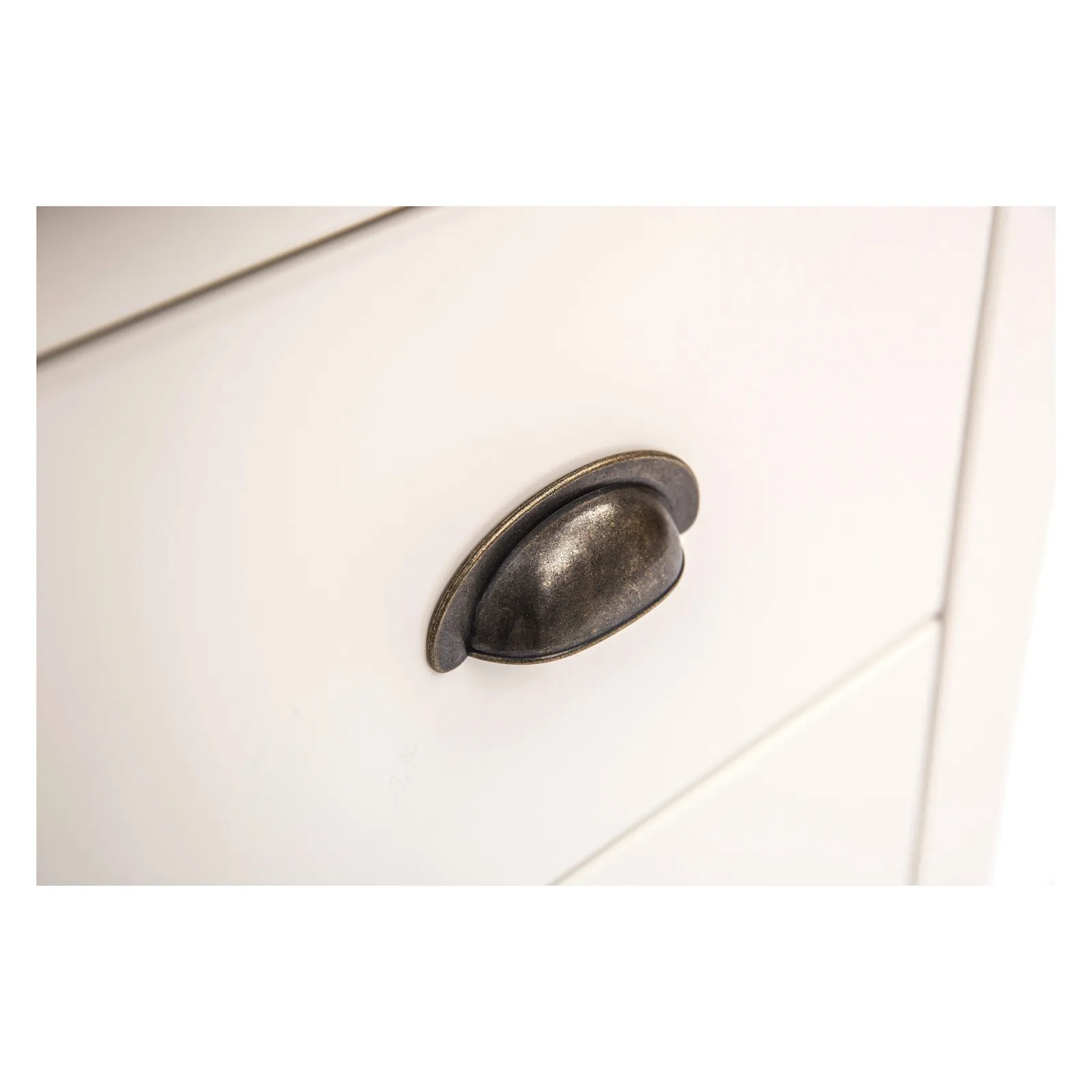Cabinet Bits Tropea 3 Drawer Desk - Dressing Table Brass Cup Handle in Off-White 5
