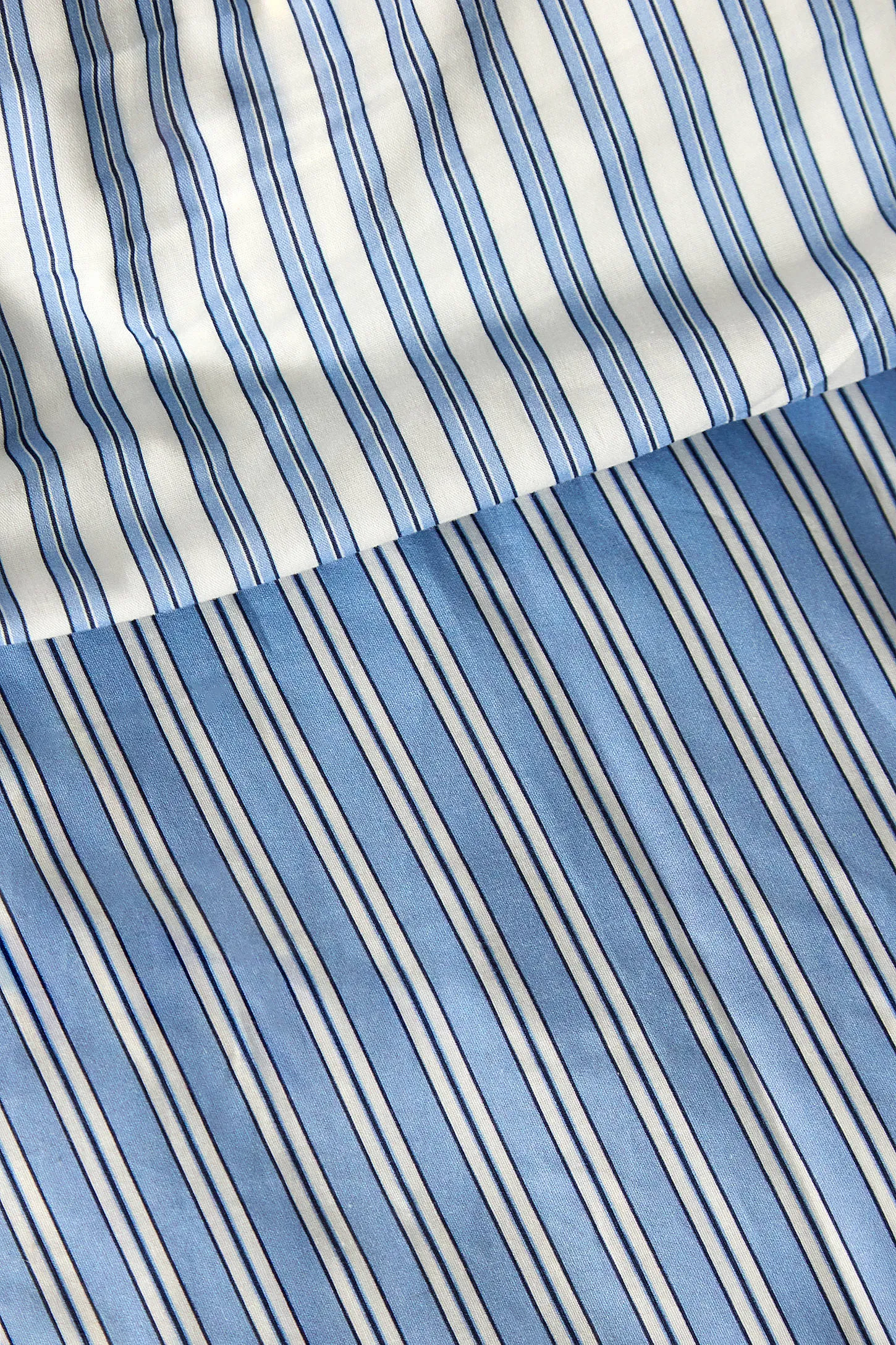 Blue Shirt Stripe Reversible Duvet Set - Blue 5