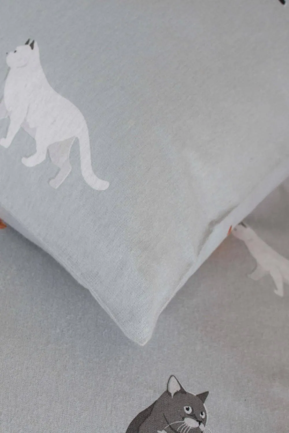 Deyongs Top Cat Print Brushed Cotton Duvet Set in Grey 4