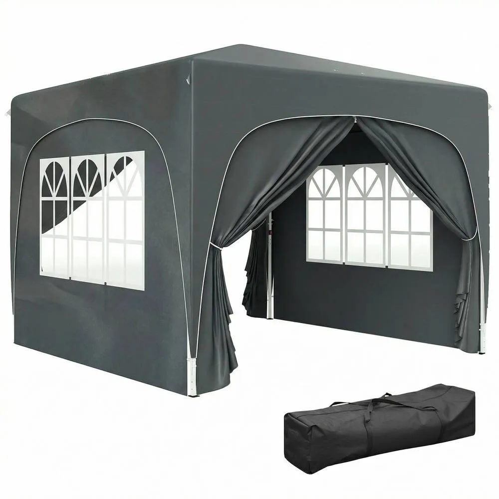 OUTSUNNY 3 x 3(m) UPF50+ Pop Up Gazebo with Sides & Carry Bag, Dark Grey 2