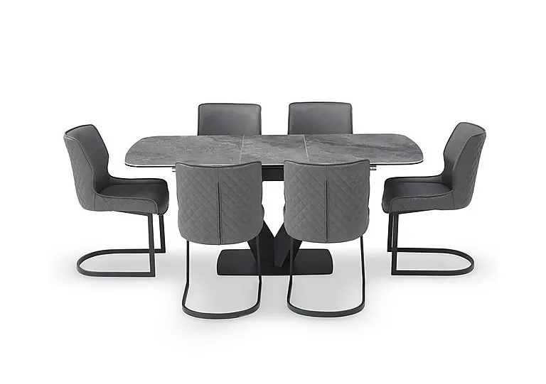 Cupra Pop Up Extending Dining Table and 6 Chairs - 140-cm - Charcoal