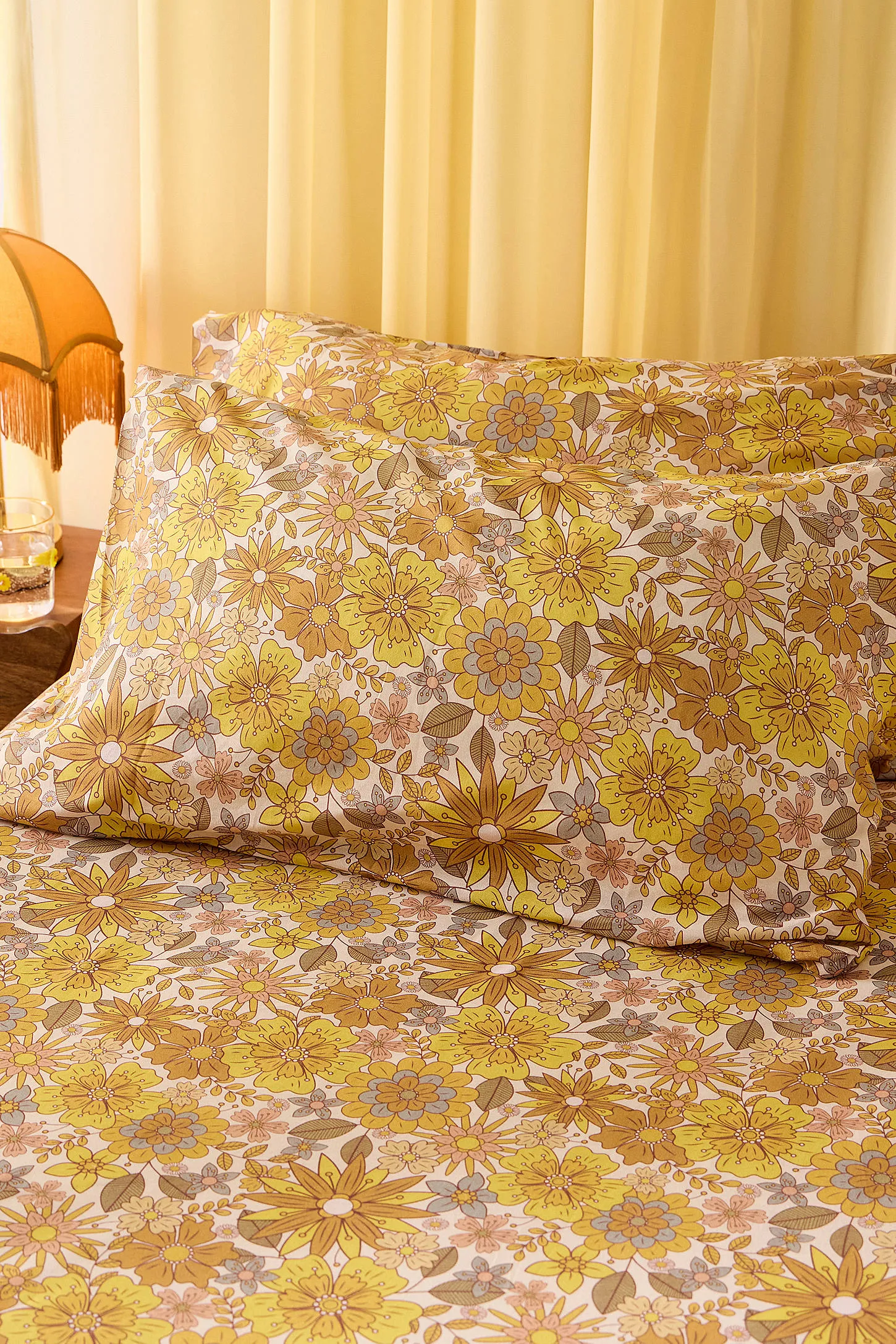 Clara Fitted Sheet & Pillowcase Set - Dark Yellow 4