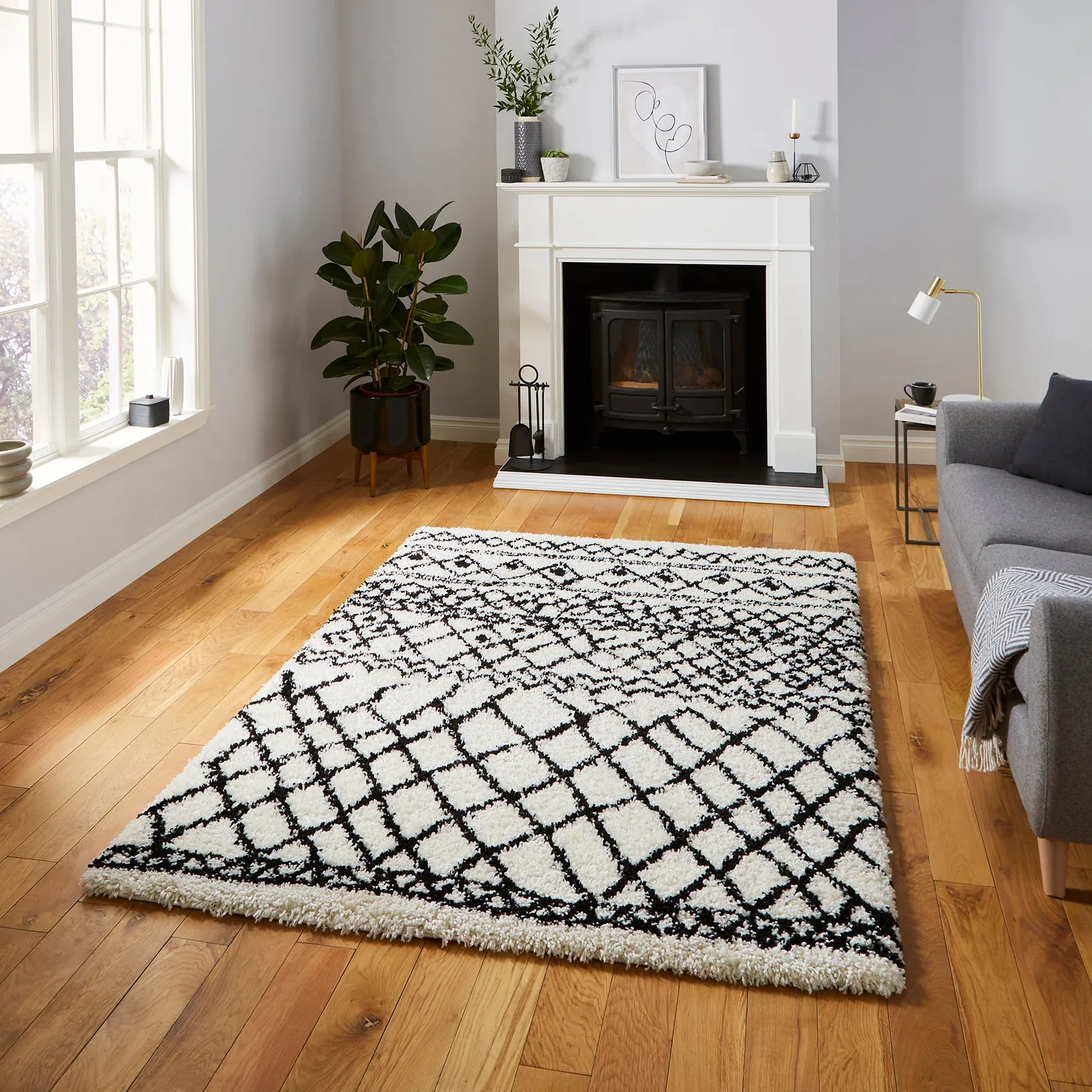 Scandi Berber G274 Rug Black and white