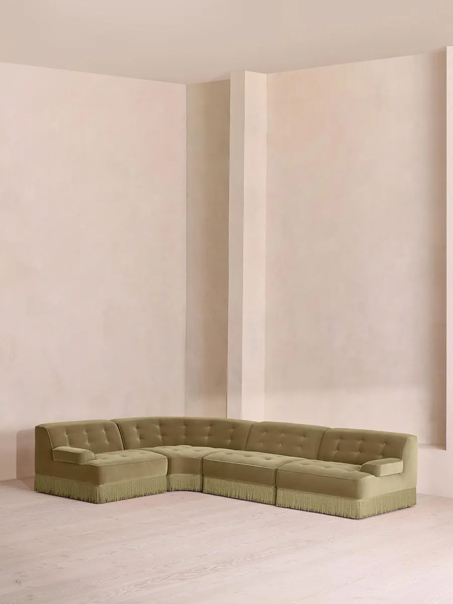 Elowen Modular Sofa, L-Shape Sofa, Velvet, Lichen