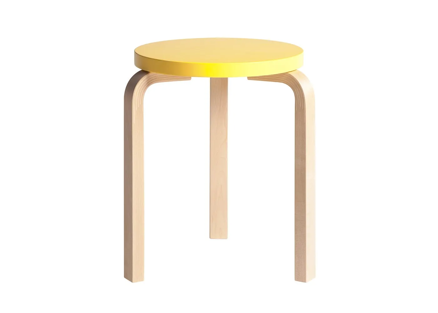 Artek Stool 60 Natural Lacquered Birch Yellow Lacquered