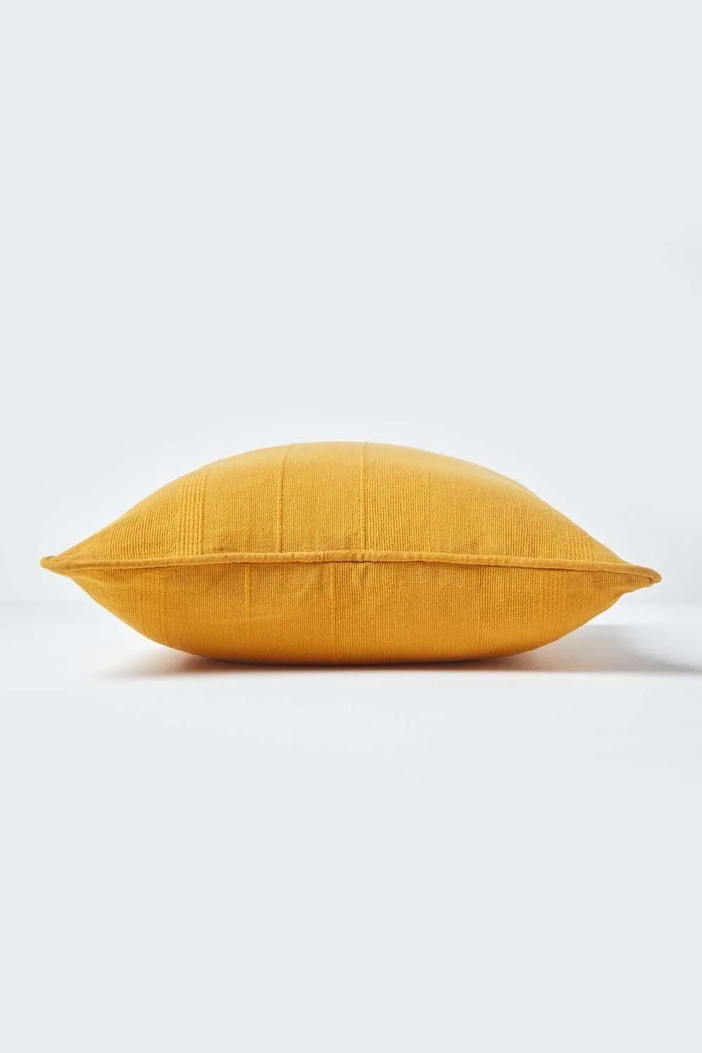 Homescapes Cotton Rajput Ribbed Cushion Cover in Mustard 2