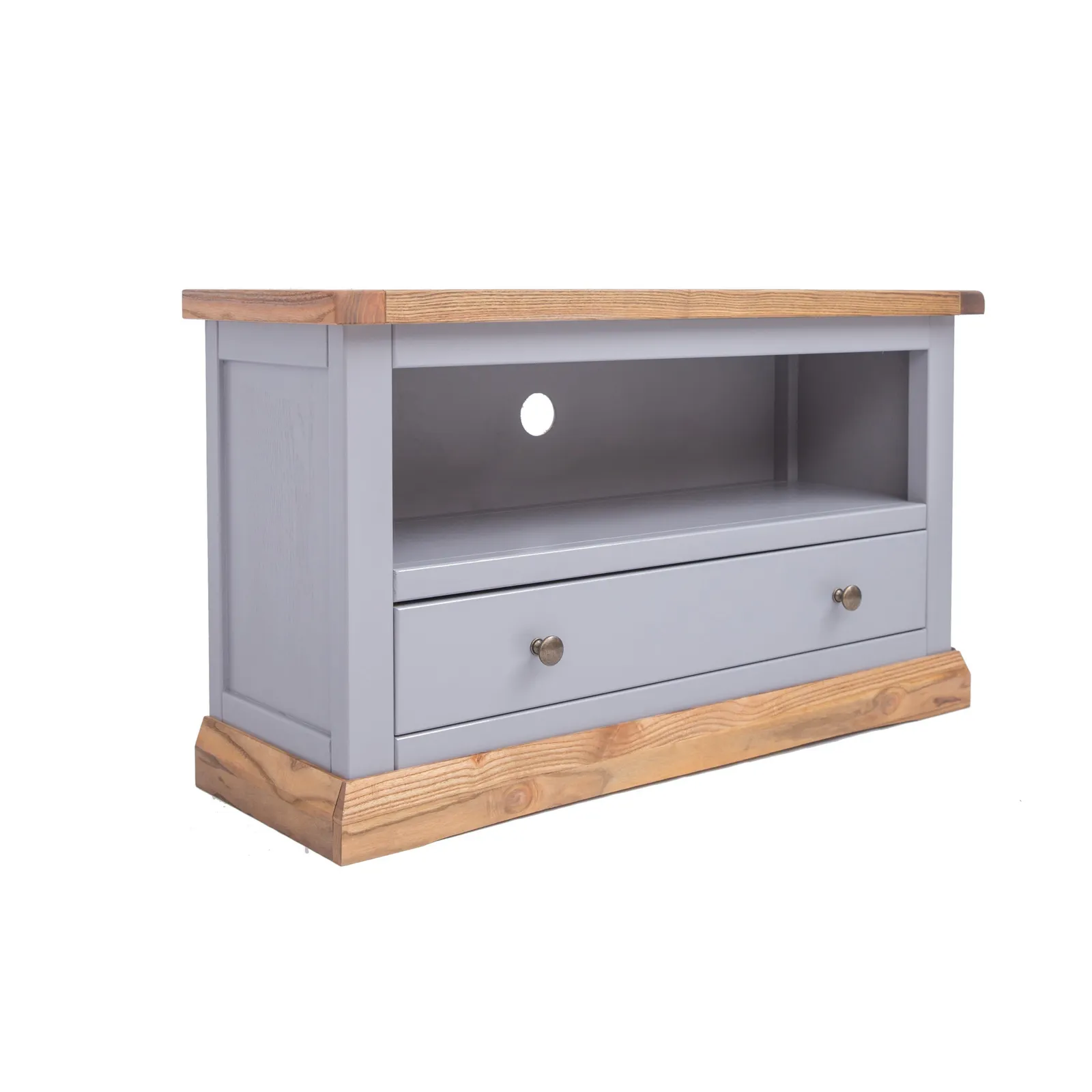 Cabinet Bits Biccari Grey 1 Drawer TV Cabinet Brass Knob