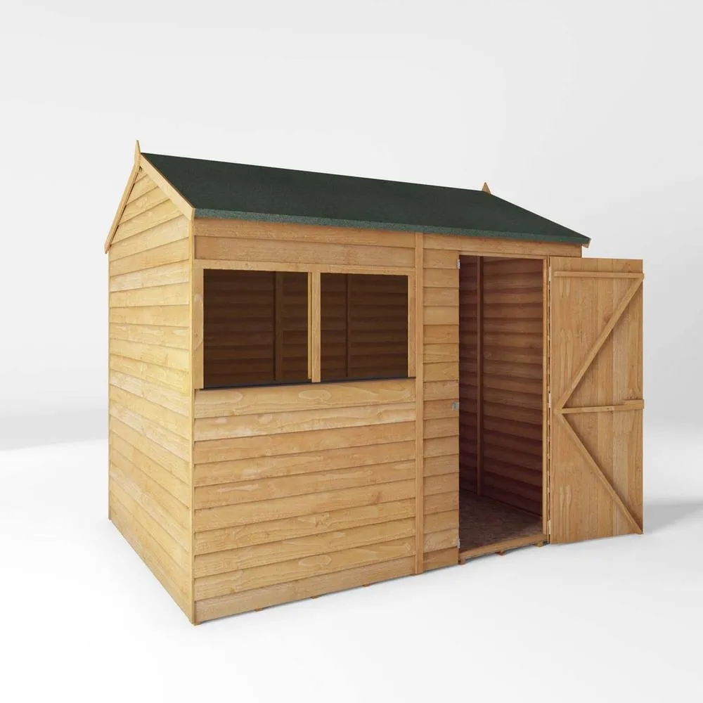 Mercia 8 x 6 Feet Overlap Reverse Apex Shed - L190.5 x W241.4 x H221.8 cm in Brown 3