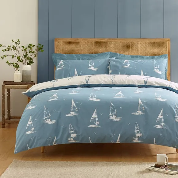 Catherine Lansfield Salcombe Boats Polycotton Duvet Cover & Pillowcase Set 3
