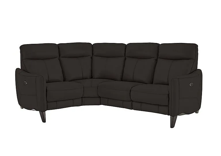 Compact Collection Petit Leather Left Hand Facing Corner Sofa - Dark Chocolate