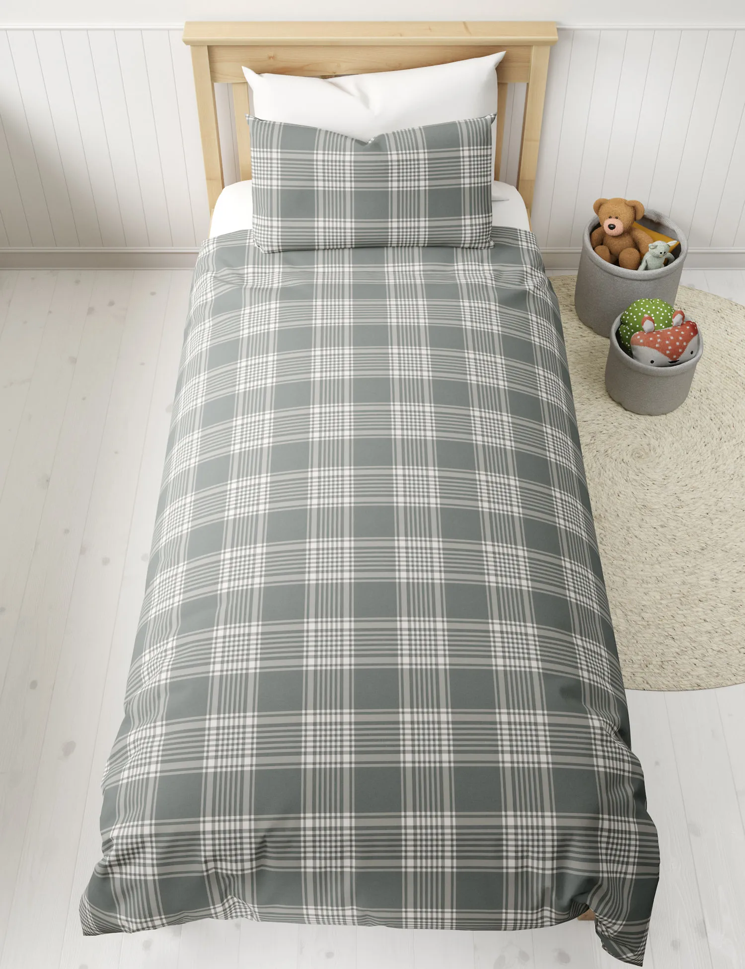 M&S Cotton Blend Checked Bedding Set
