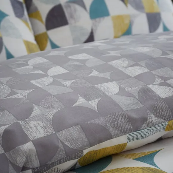 Catherine Lansfield Retro Circles Green Reversible Duvet Cover & Pillowcase Set 3