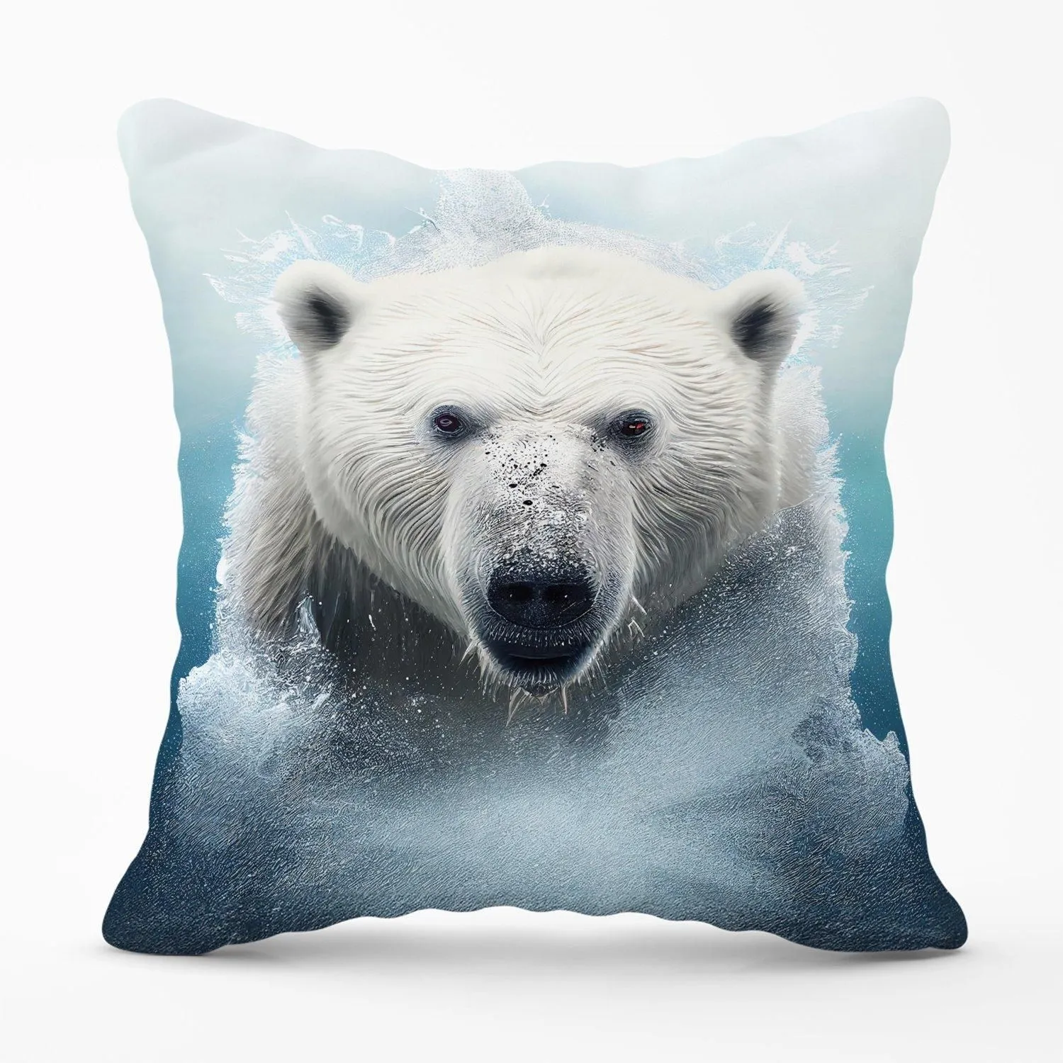 Warren Reed - Designer Polar Bear Splashart Outdoor Cushion in White