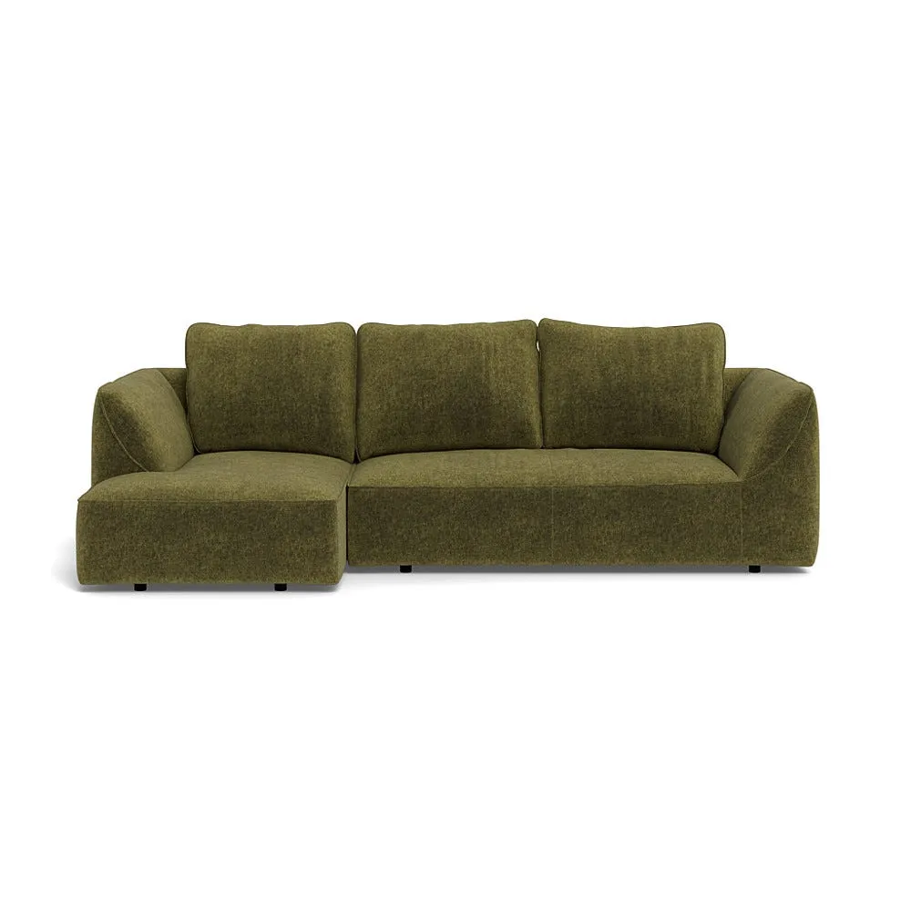 Heal's Morven Left Hand Facing Corner Chaise Sofa Boucle Velvet Wilder Black Feet 1
